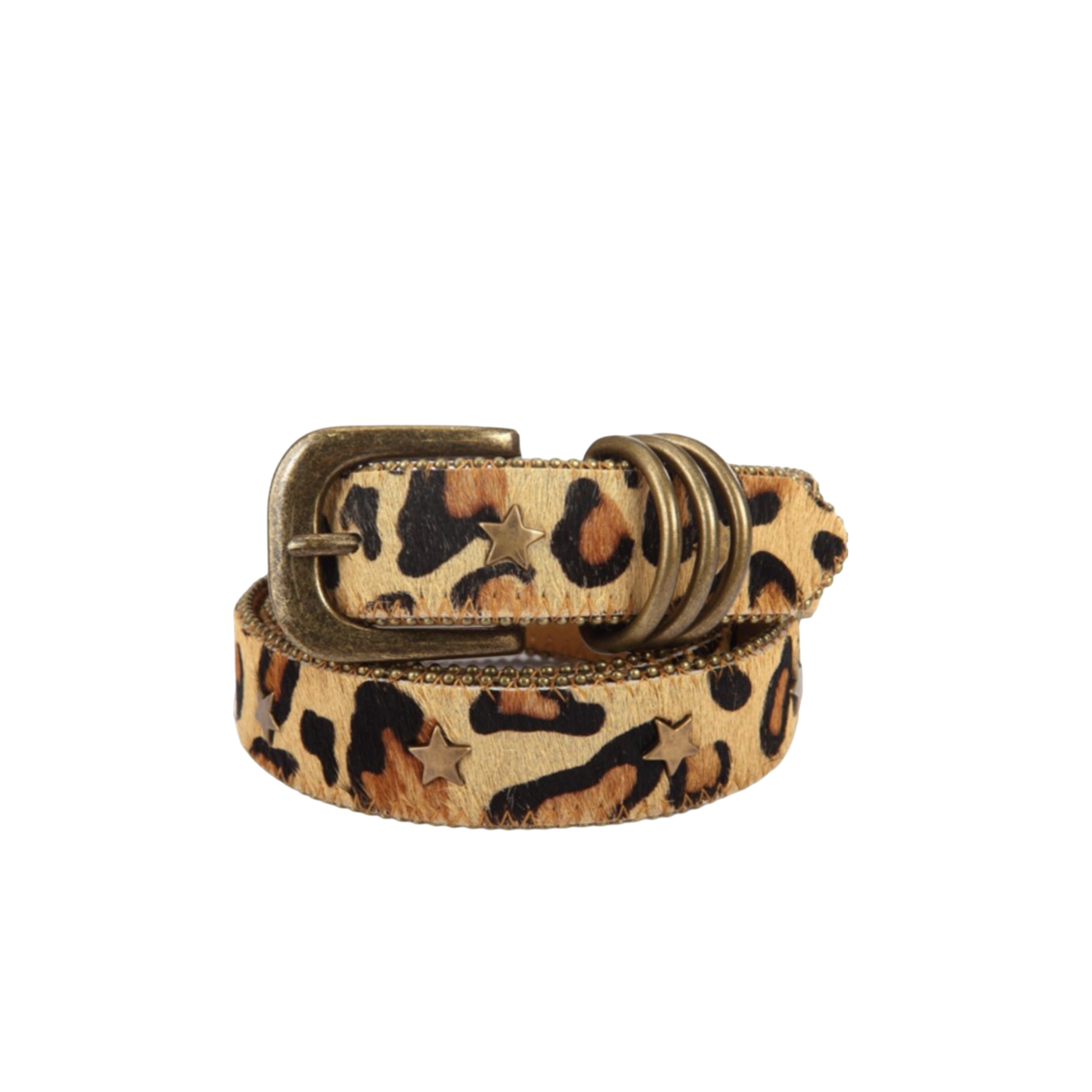Leopard Print Belt and Star Rivets For Women, Nahuel Model - Leather Purse Backpack