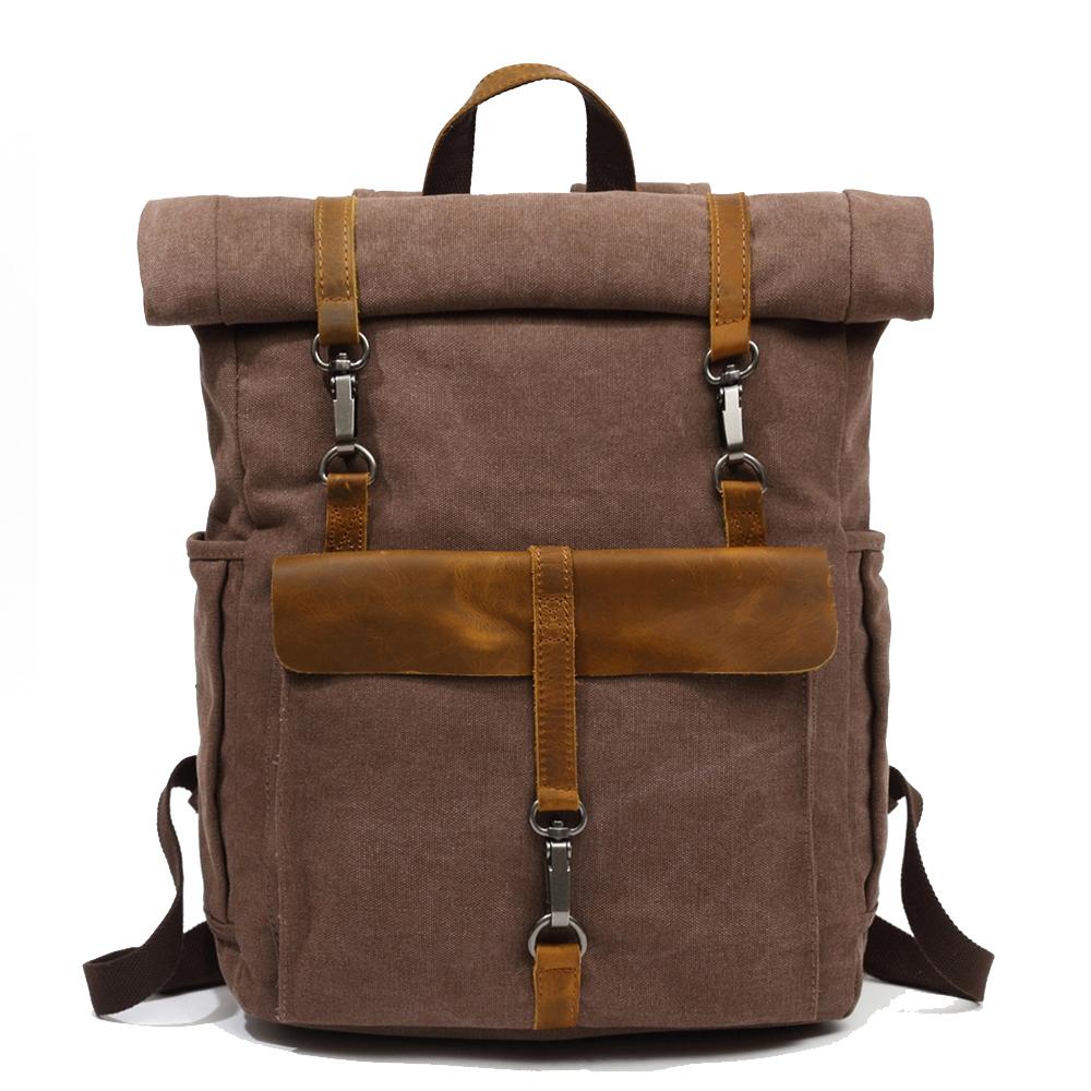 Vintage Retro Canvas Rucksack with Adjustable Straps