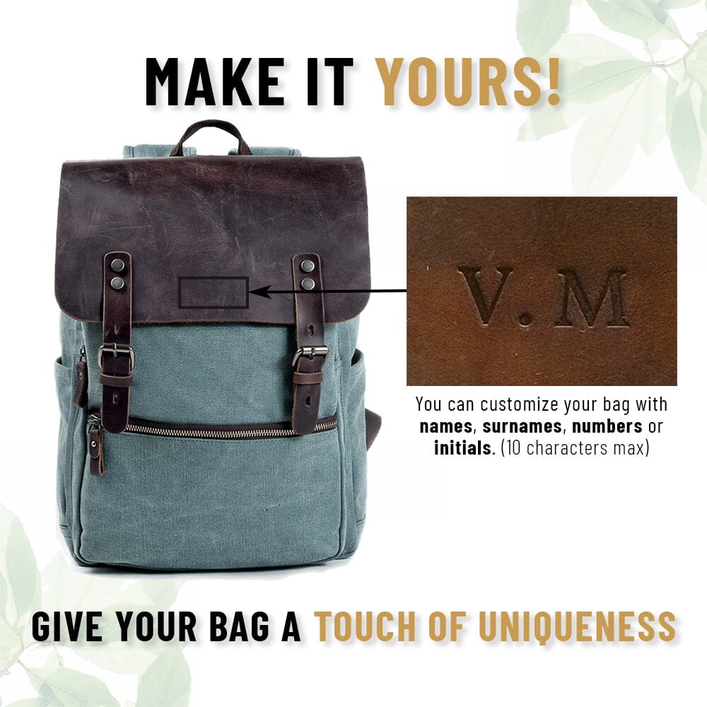 Cotton Canvas Backpack with Adjustable Straps and Multiple Pocket Coffee
