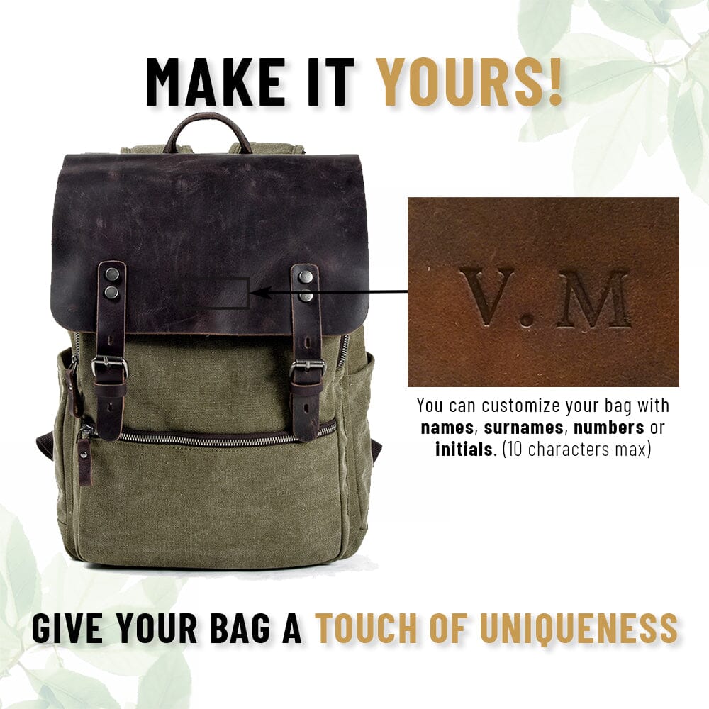 cotton canvas backpack leather Cotton Canvas Backpack with Adjustable Straps and Multiple Pocket