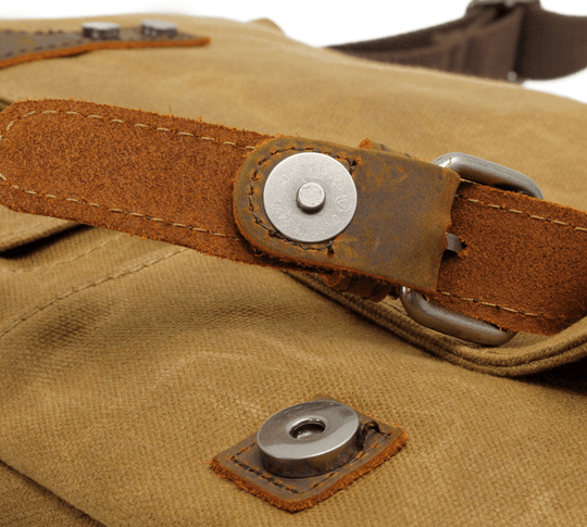 Contemporary canvas and leather camera messenger bag