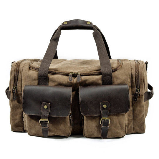 Versatile vintage canvas and leather travel bag with a touch of nostalgia
