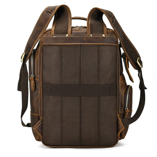 Fashionable high-quality leather backpack in vintage brown design
