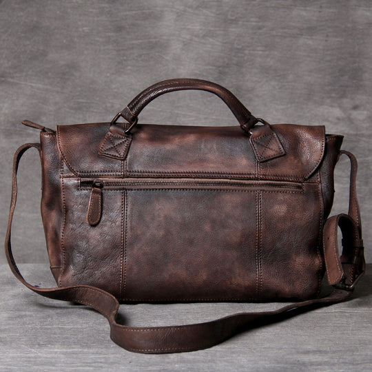 Fashion-forward brown leather messenger bag
