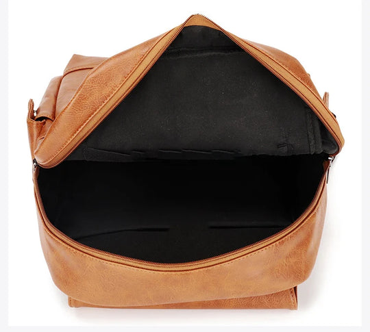 Men’s Leather Backpack, Waterproof Travel School Casual Bag