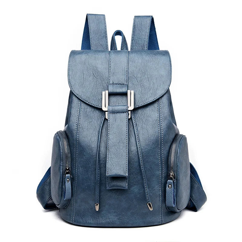 Women’s Leather Backpack, Fashion Large Capacity School Bag