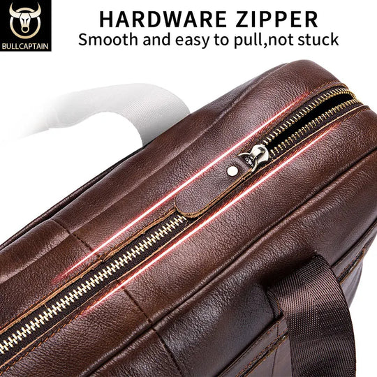 Men’s Genuine Leather Briefcase, 14" Laptop Business Messenger Bag