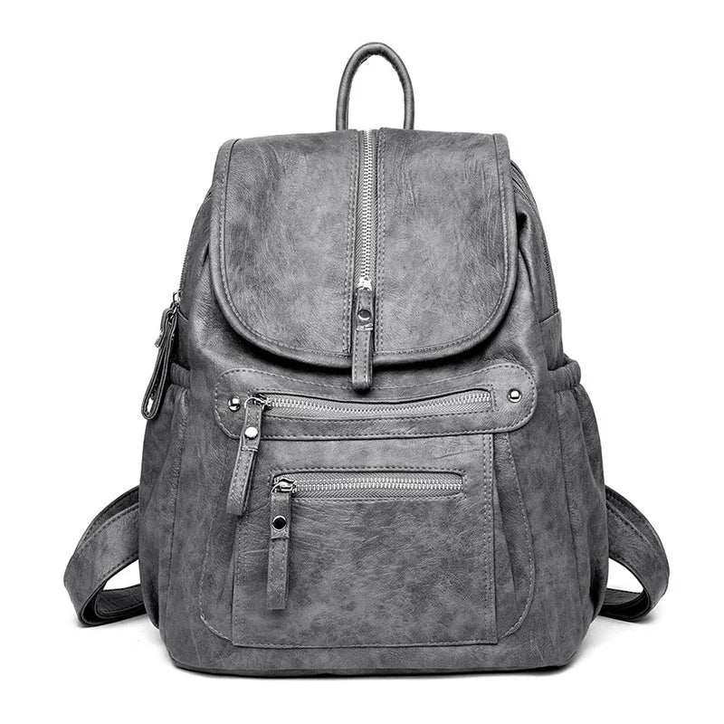 Women’s Vintage Leather Backpack, High Quality Travel School Bag