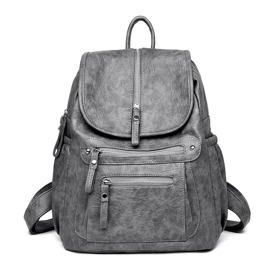 Women’s Vintage Leather Backpack, High Quality Travel School Bag