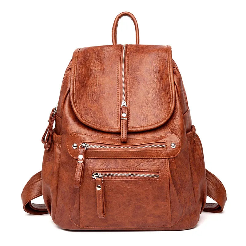 Women’s Vintage Leather Backpack, High Quality Travel School Bag