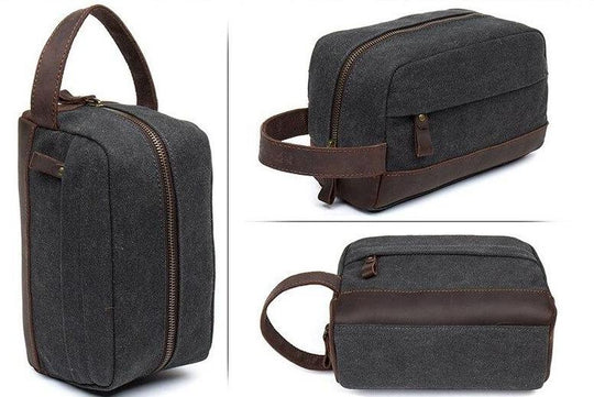 Sturdy canvas and leather toiletry storage for travel