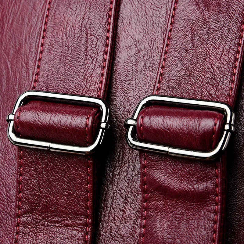 Women’s Leather Backpack, Fashion Large Capacity School Bag