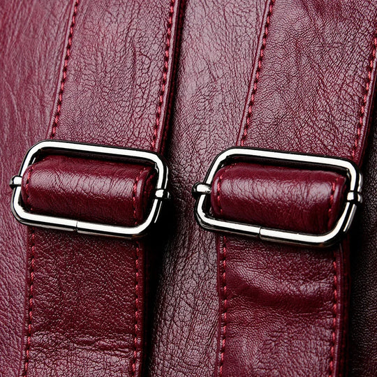 Women’s Leather Backpack, Fashion Large Capacity School Bag