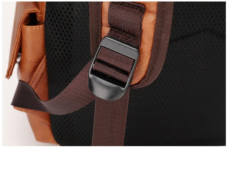 Men’s Leather Backpack, Waterproof Travel School Casual Bag