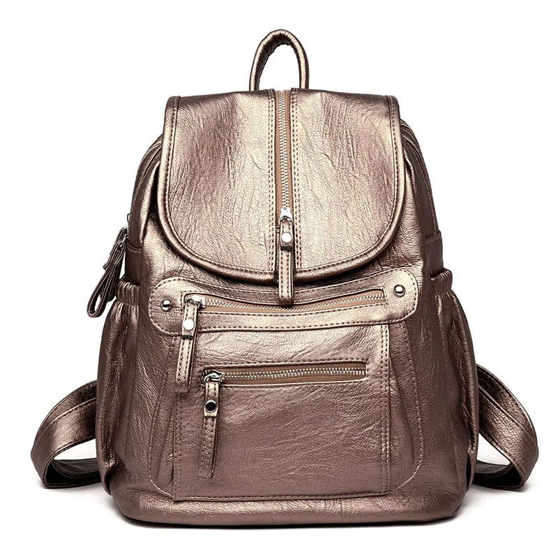 Women’s Vintage Leather Backpack, High Quality Travel School Bag