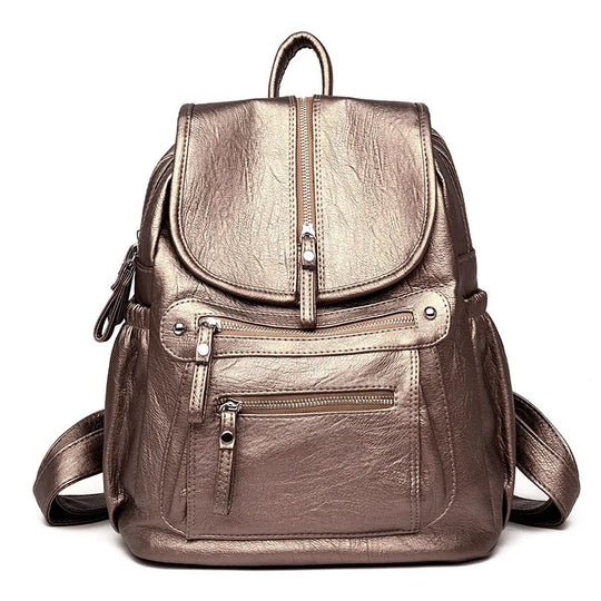 Women’s Vintage Leather Backpack, High Quality Travel School Bag