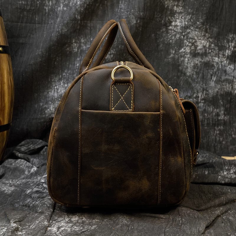 Classic brown leather crossbody travel bag