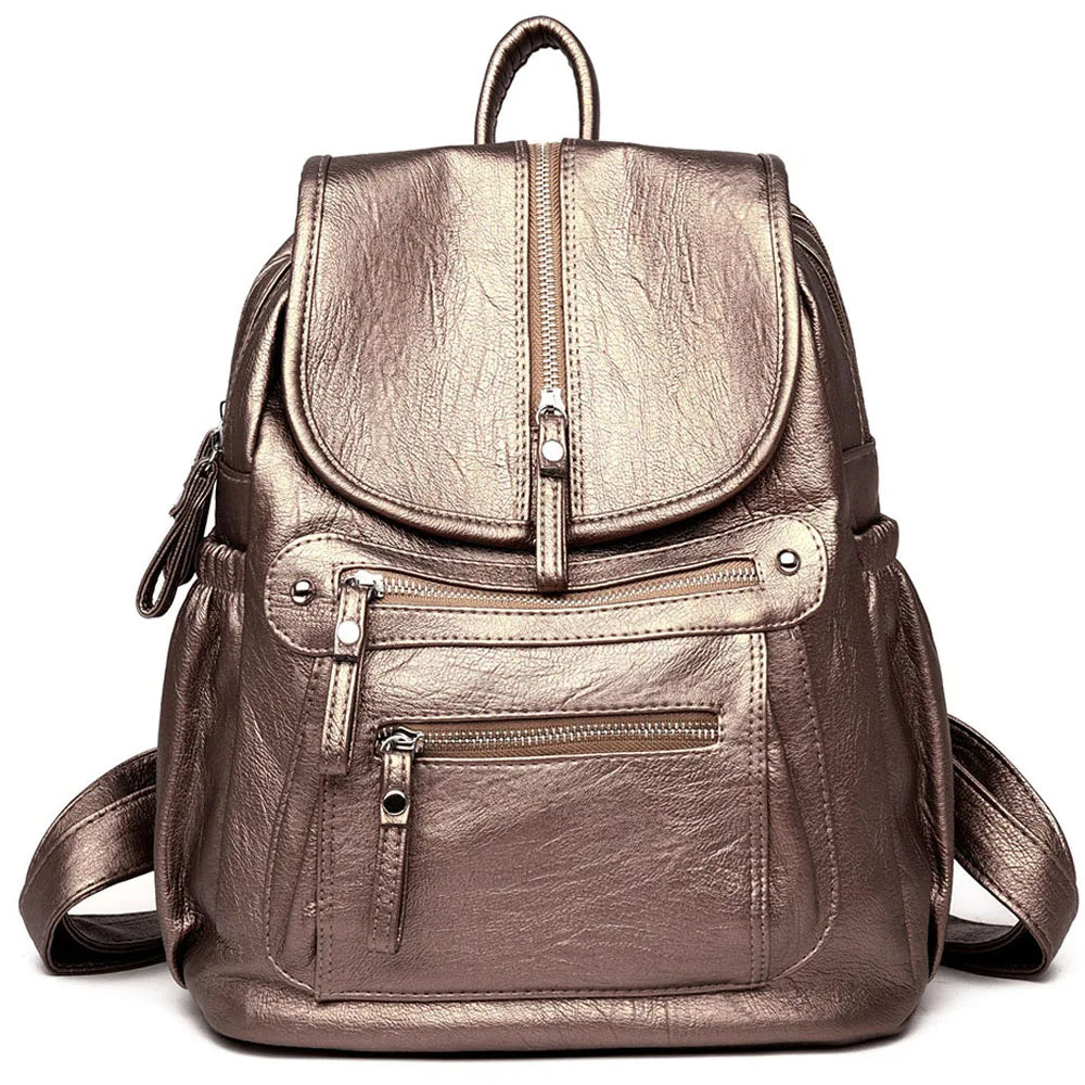 Women’s Vintage Leather Backpack, High Quality Travel School Bag