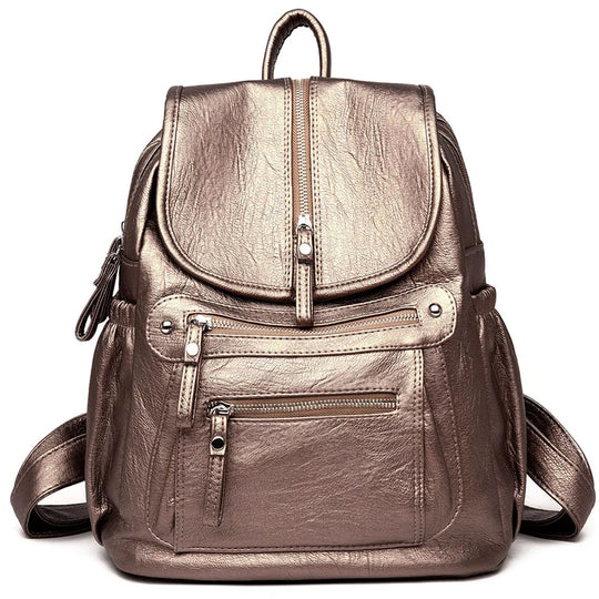 Women’s Vintage Leather Backpack, High Quality Travel School Bag