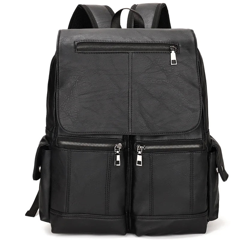 Men’s Leather Backpack, Waterproof Travel School Casual Bag