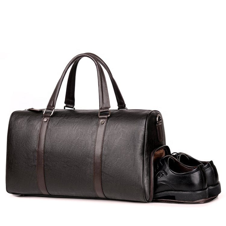 Modern design high-quality black leather travel bag