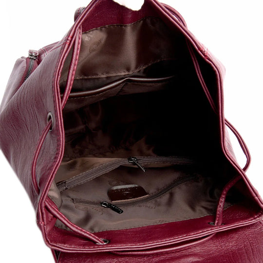 Women’s Leather Backpack, Fashion Large Capacity School Bag