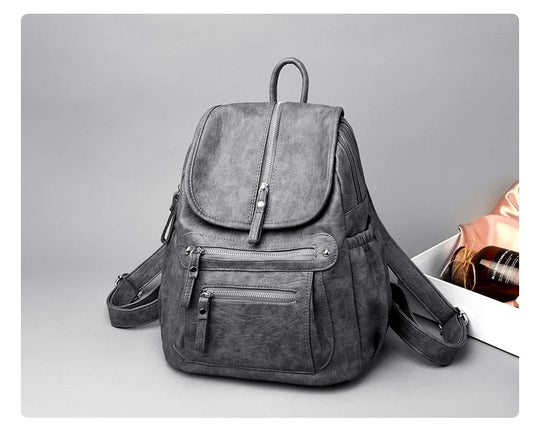 Women’s Vintage Leather Backpack, High Quality Travel School Bag