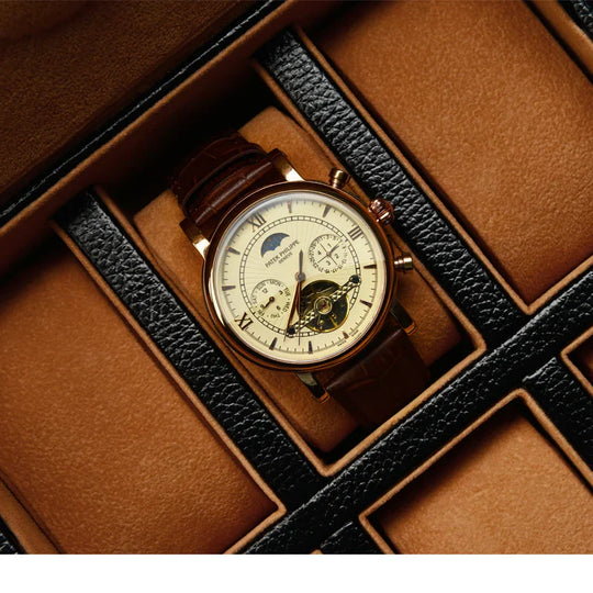 Leather Watch Case Black and Coffee Brown