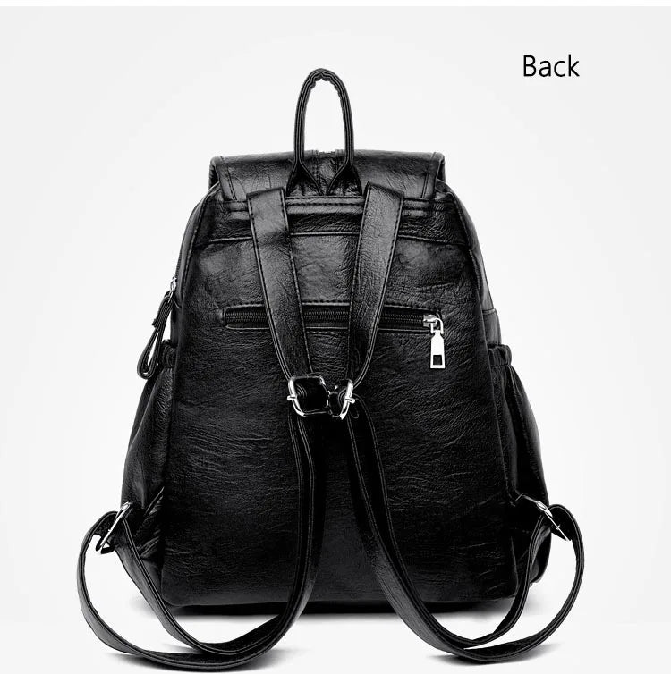 Women’s Vintage Leather Backpack, High Quality Travel School Bag