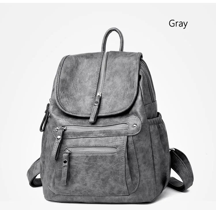 Women’s Vintage Leather Backpack, High Quality Travel School Bag