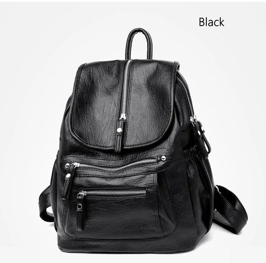 Women’s Vintage Leather Backpack, High Quality Travel School Bag