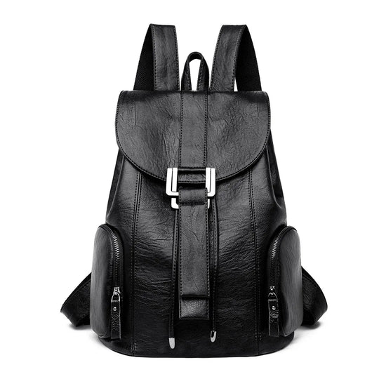 Women’s Leather Backpack, Fashion Large Capacity School Bag