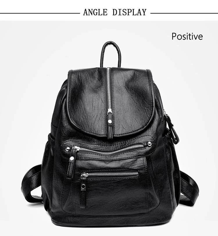 Women’s Vintage Leather Backpack, High Quality Travel School Bag
