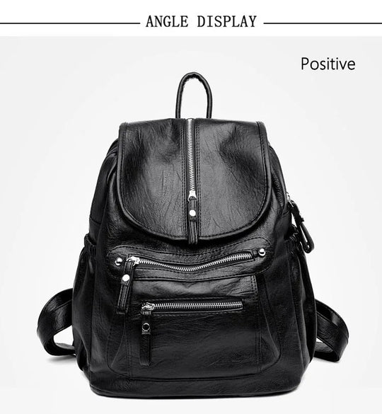 Women’s Vintage Leather Backpack, High Quality Travel School Bag