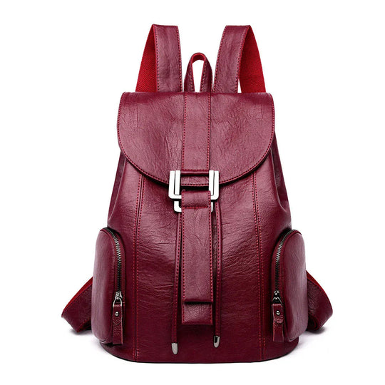 Women’s Leather Backpack, Fashion Large Capacity School Bag