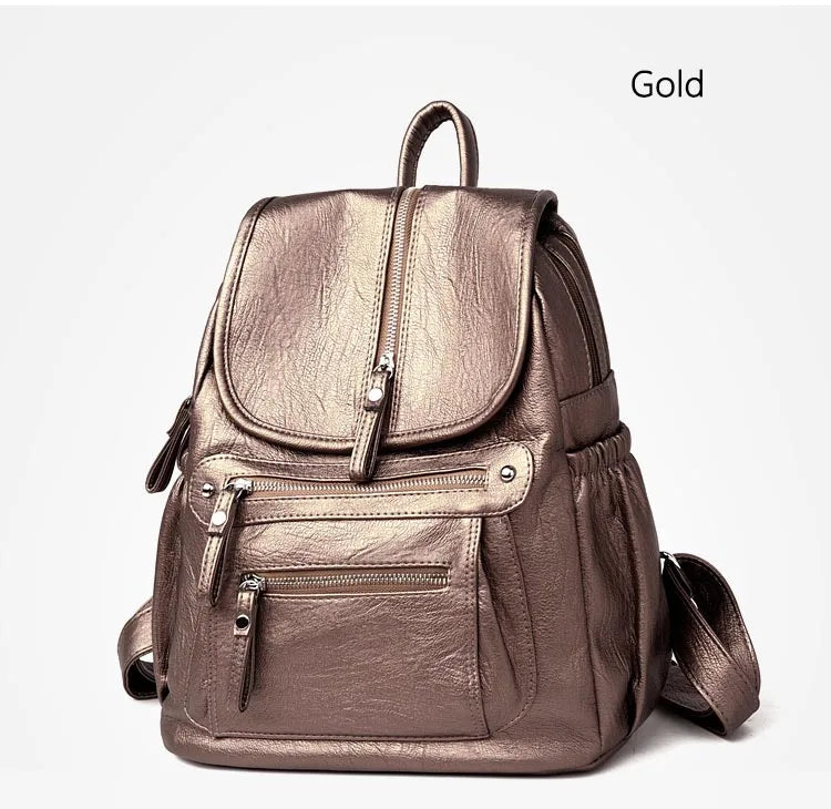 Women’s Vintage Leather Backpack, High Quality Travel School Bag