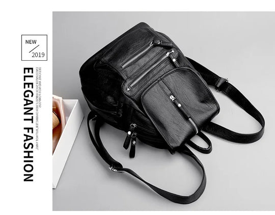 Women’s Vintage Leather Backpack, High Quality Travel School Bag
