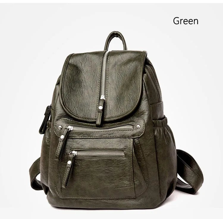 Women’s Vintage Leather Backpack, High Quality Travel School Bag