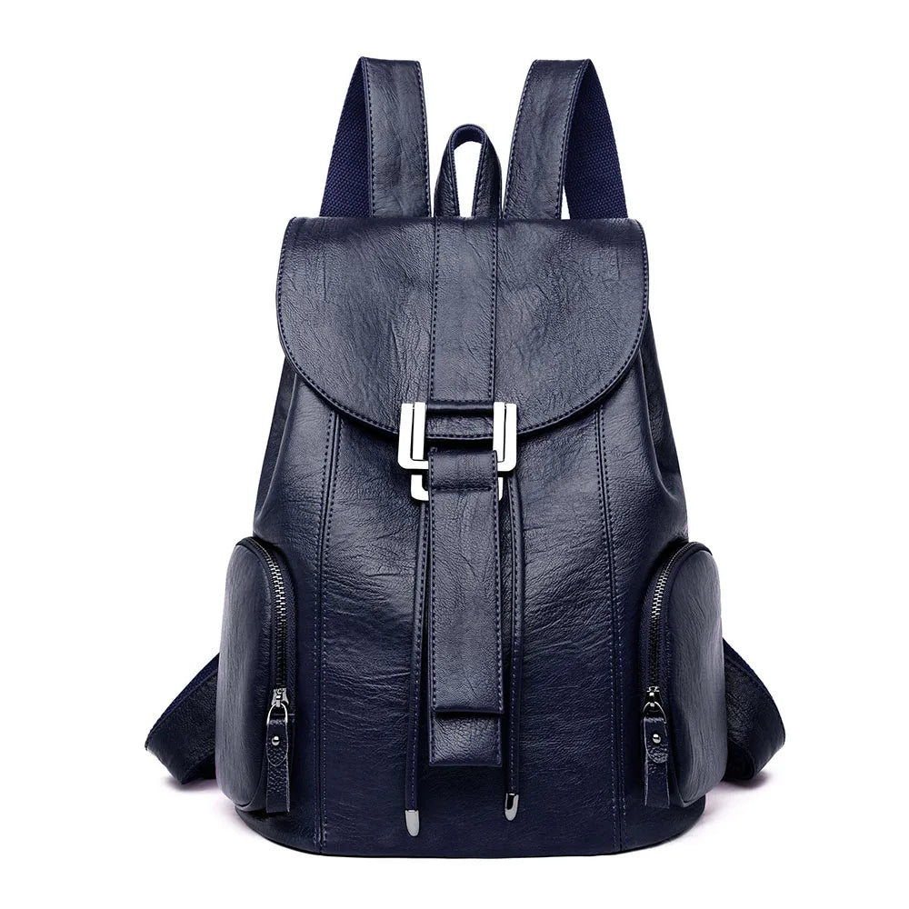 Women’s Leather Backpack, Fashion Large Capacity School Bag