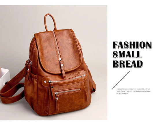Women’s Vintage Leather Backpack, High Quality Travel School Bag