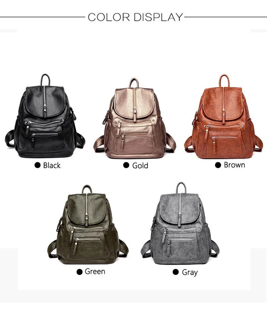 Women’s Vintage Leather Backpack, High Quality Travel School Bag