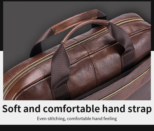 Men’s Genuine Leather Briefcase, 14" Laptop Business Messenger Bag