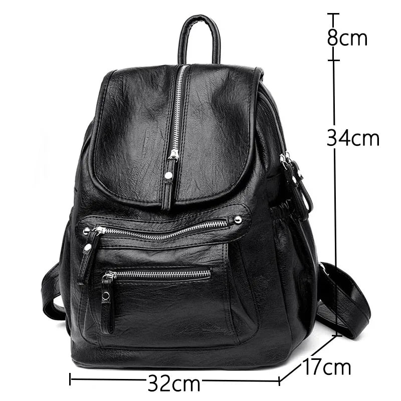 Women’s Vintage Leather Backpack, High Quality Travel School Bag
