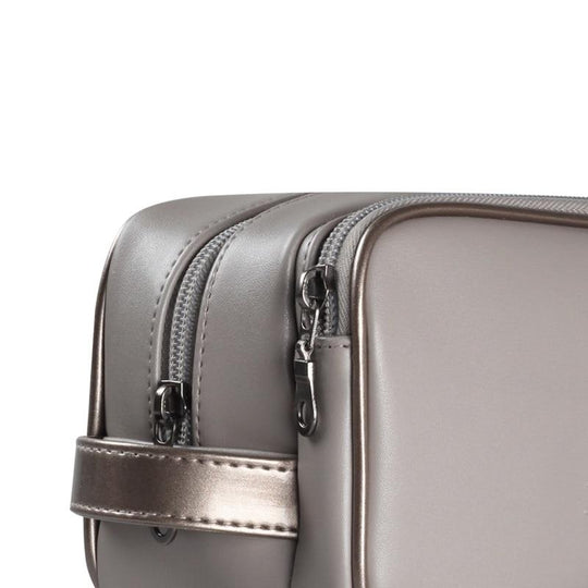 Sleek and compact waterproof leather toiletry case