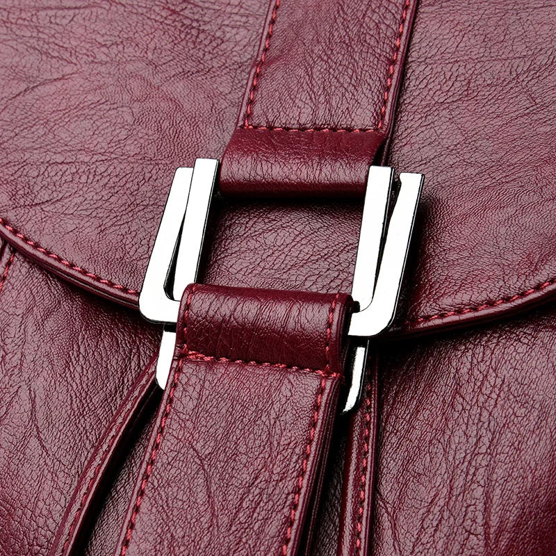 Women’s Leather Backpack, Fashion Large Capacity School Bag