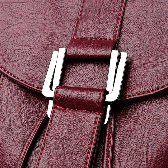 Women’s Leather Backpack, Fashion Large Capacity School Bag