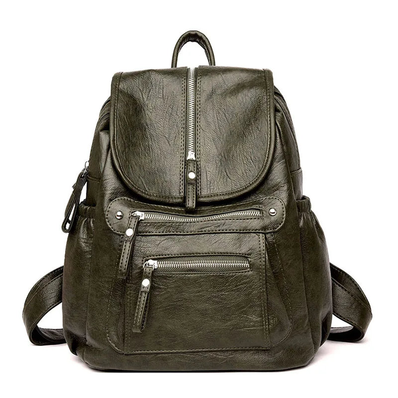 Women’s Vintage Leather Backpack, High Quality Travel School Bag