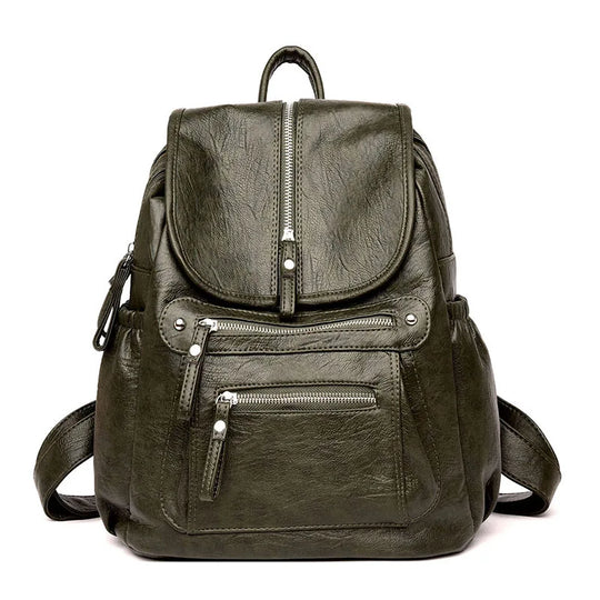 Women’s Vintage Leather Backpack, High Quality Travel School Bag