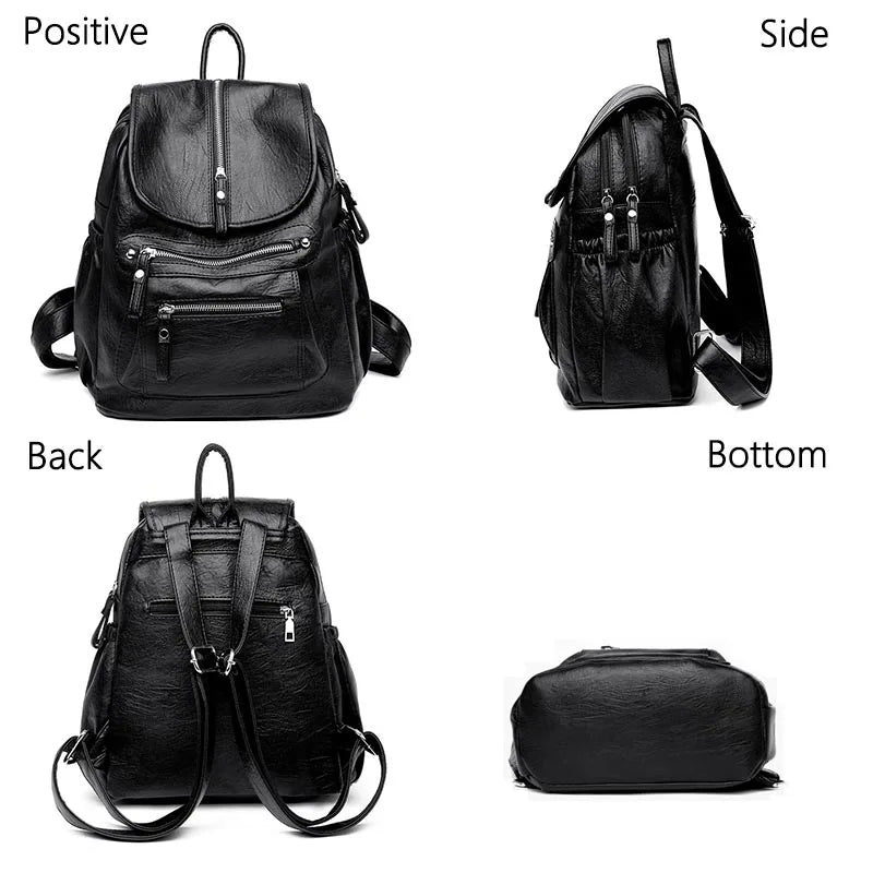 Women’s Vintage Leather Backpack, High Quality Travel School Bag