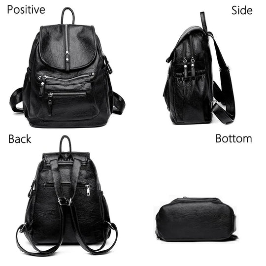 Women’s Vintage Leather Backpack, High Quality Travel School Bag